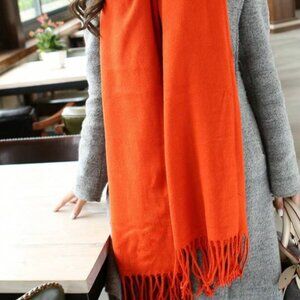 orange scarf with fringes